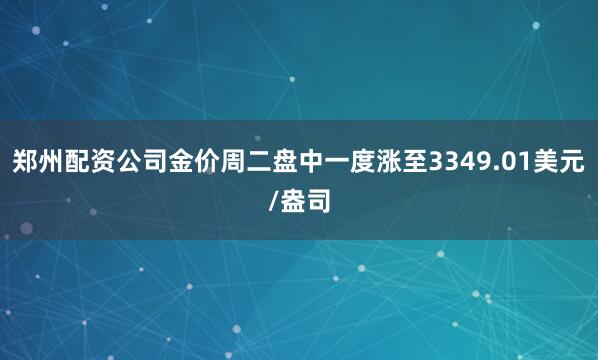 郑州配资公司金价周二盘中一度涨至3349.01美元/盎司