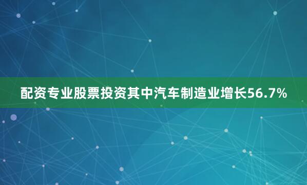 配资专业股票投资其中汽车制造业增长56.7%