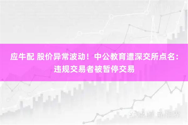 应牛配 股价异常波动！中公教育遭深交所点名：违规交易者被暂停交易